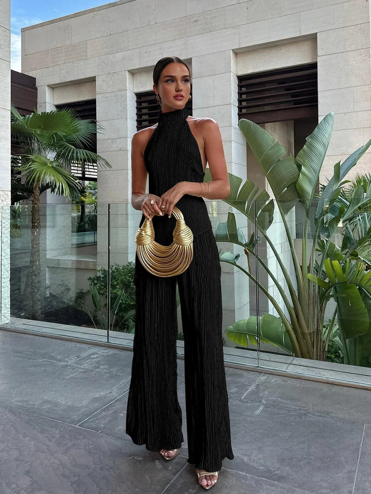 Pleated Halter Set
