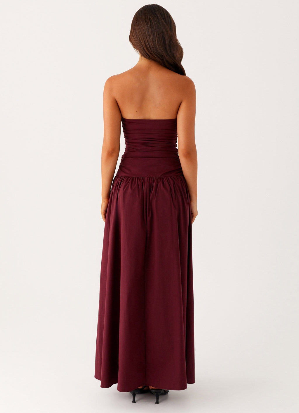 Burgundy Strapless Maxi Dress
