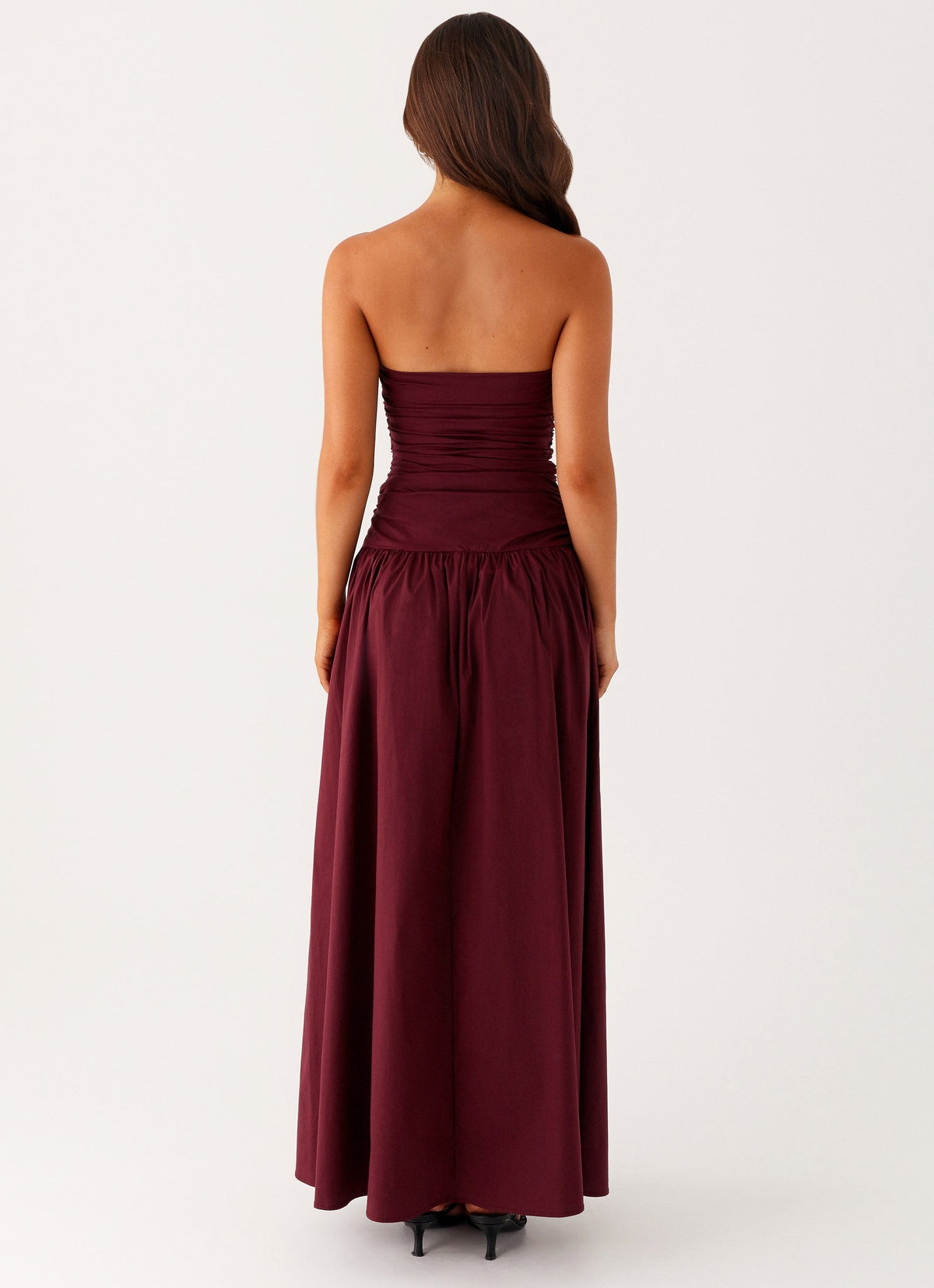 Burgundy Strapless Maxi Dress