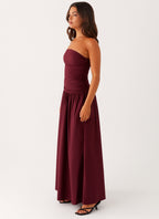 Burgundy Strapless Maxi Dress