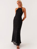 Midnight Halter Maxi Dress