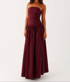 Burgundy Strapless Maxi Dress