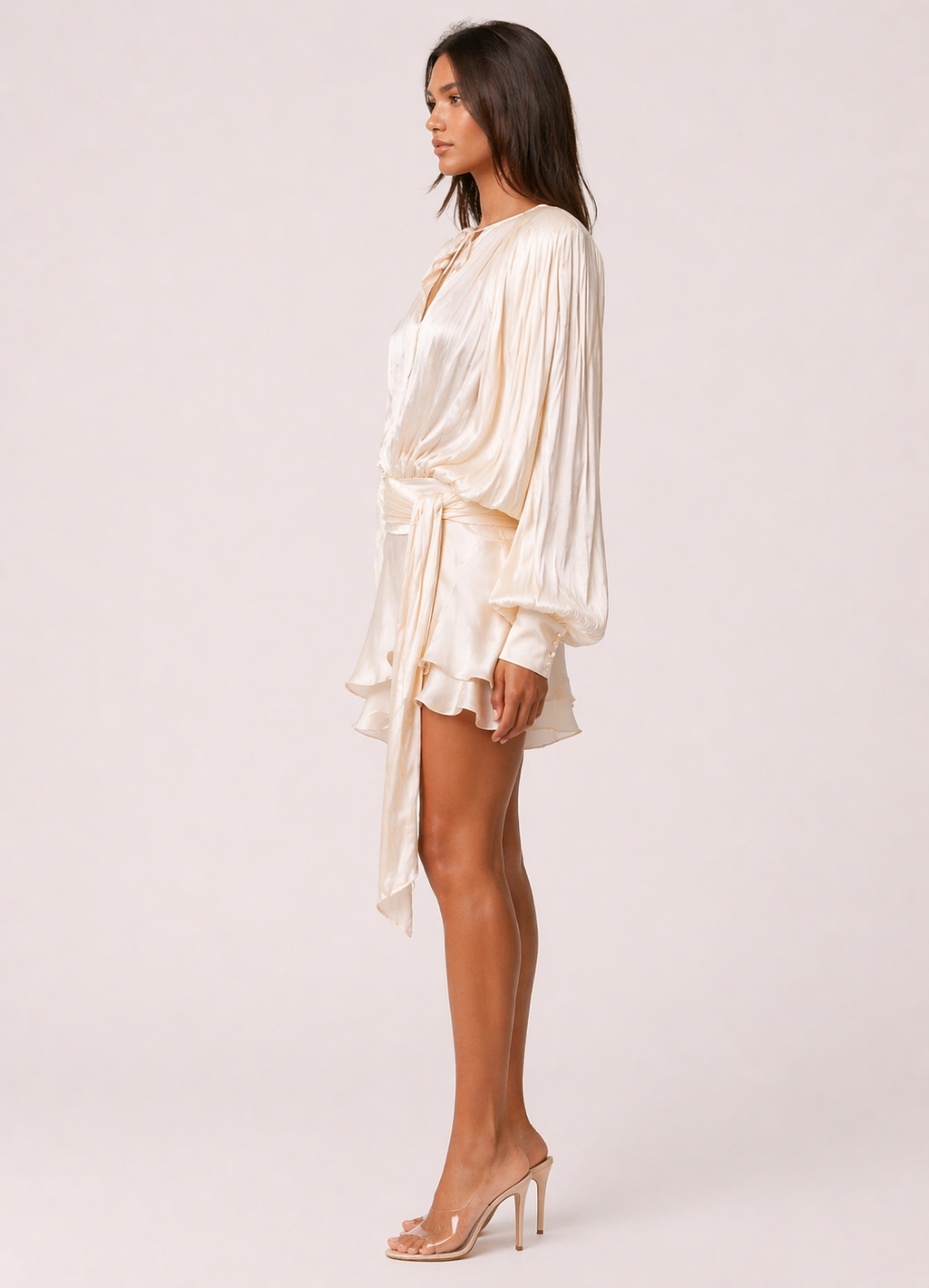 Champagne Draped Mini Dress