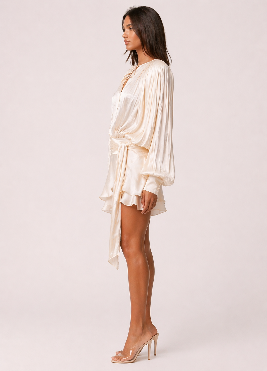 Champagne Draped Mini Dress