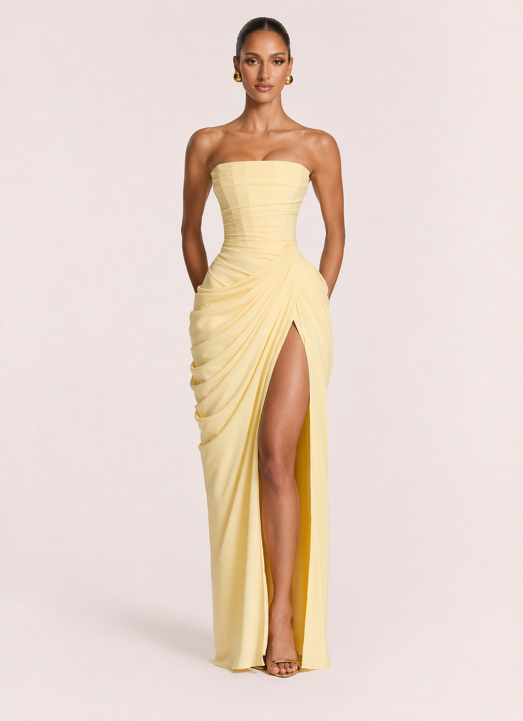 Lemon Strapless Maxi Dress