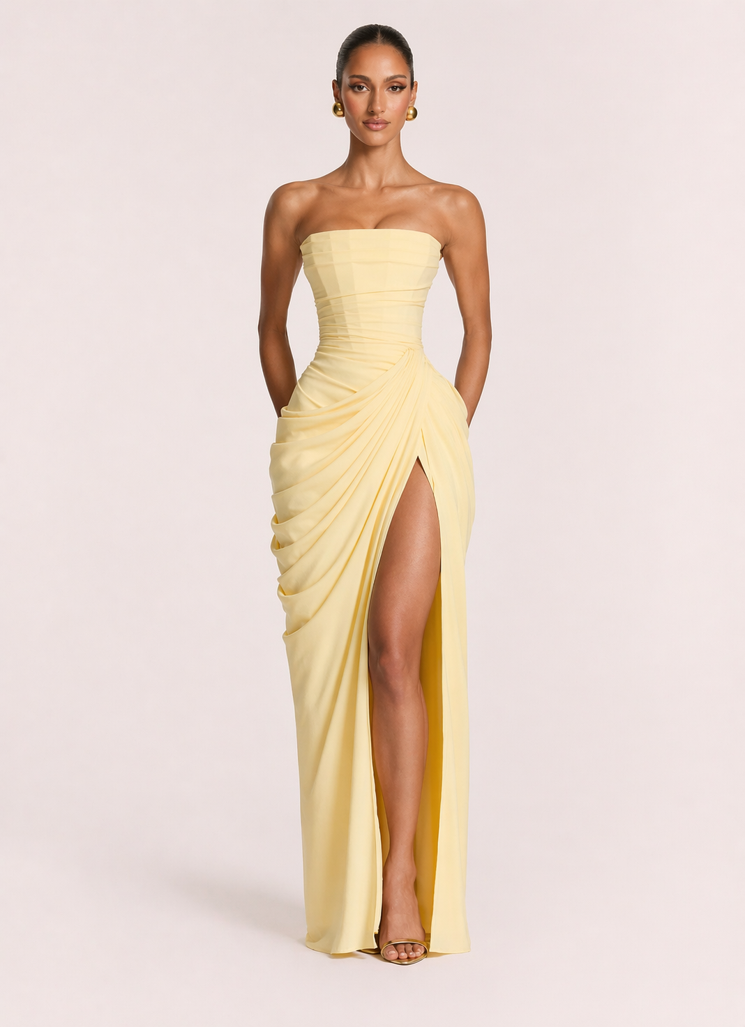 Lemon Strapless Maxi Dress