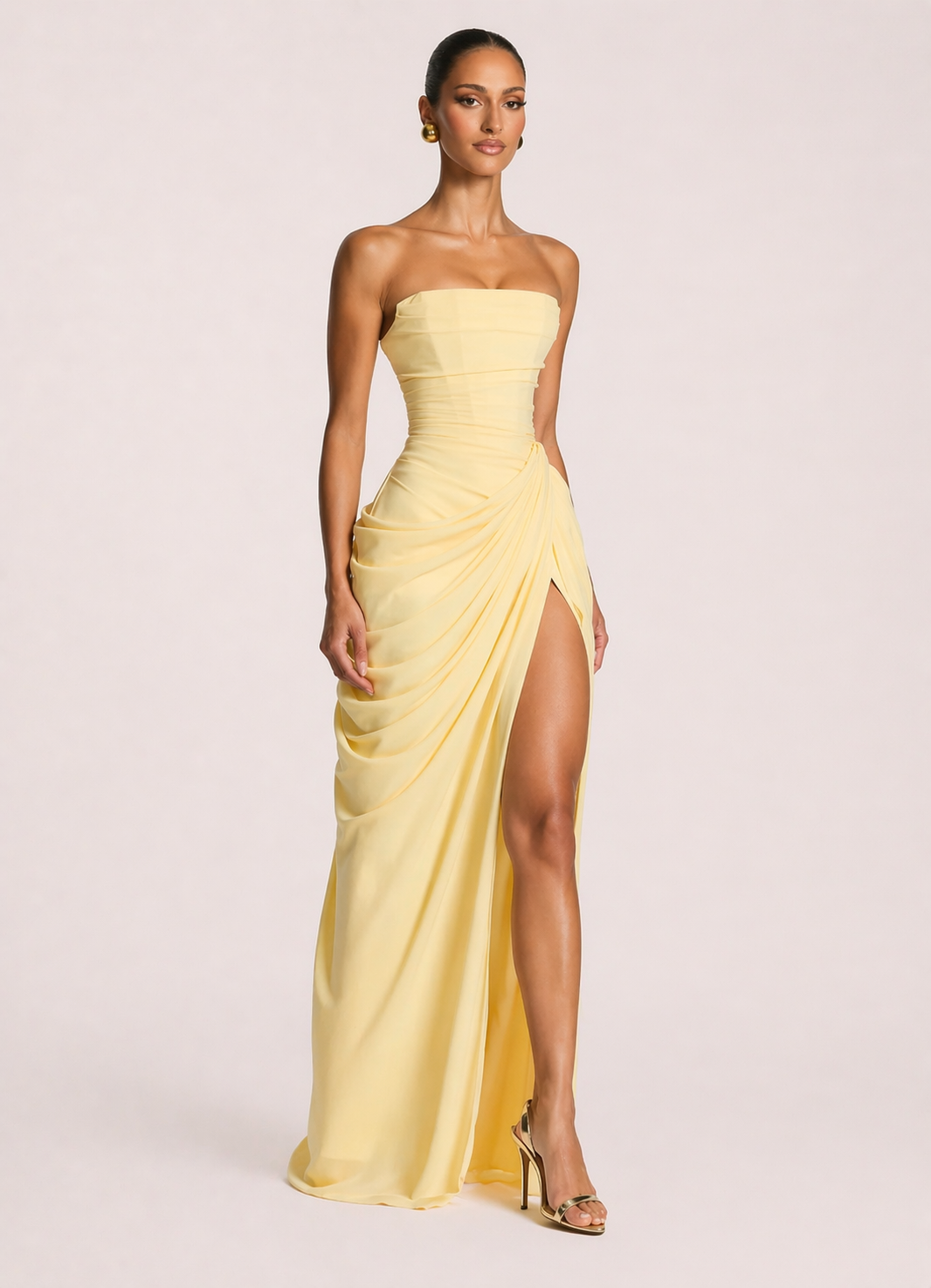 Lemon Strapless Maxi Dress