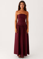 Burgundy Strapless Maxi Dress