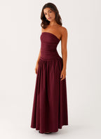 Burgundy Strapless Maxi Dress
