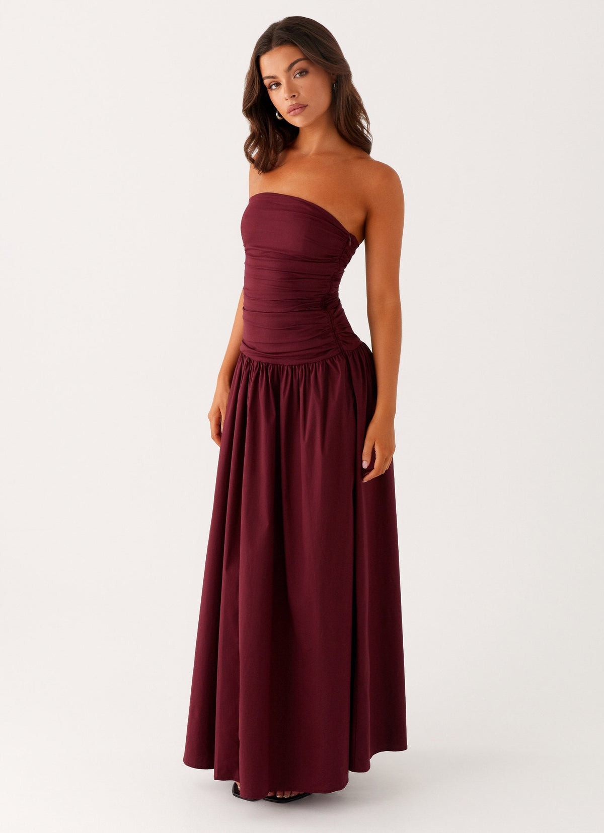 Burgundy Strapless Maxi Dress