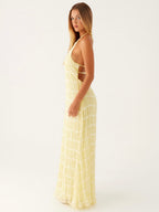 Lemon Halter Maxi Dress