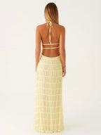 Lemon Halter Maxi Dress