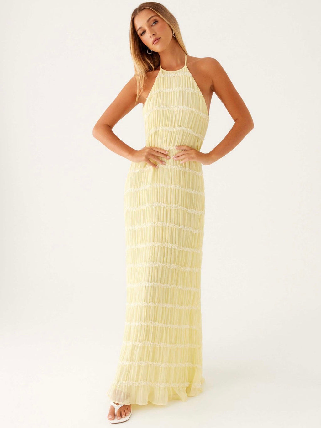 Lemon Halter Maxi Dress