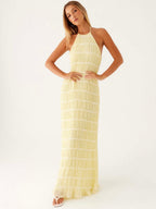 Lemon Halter Maxi Dress